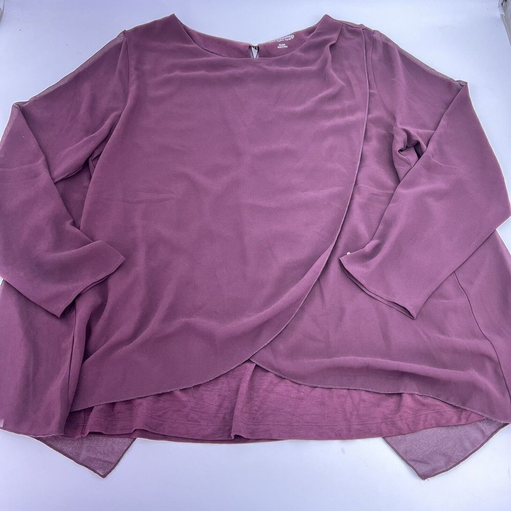 Soft Surroundings Draped Long Sleeve Burgundy Knit Tunic Blouse XL
